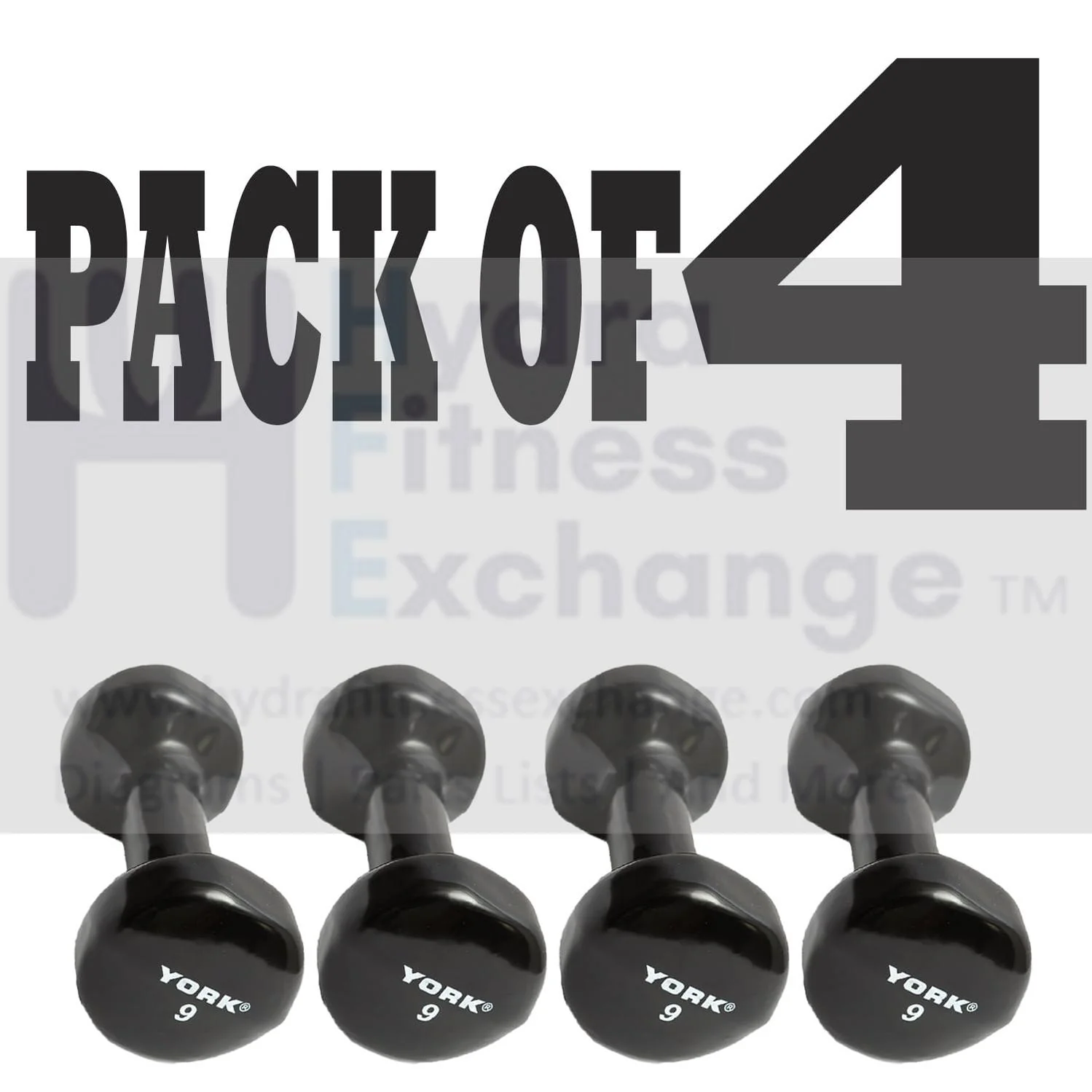 York Barbell Vinyl Coated Fitbell Dumbbell (9LB, Pack of 4) | Durable Anti-Roll Anti-Slip, Color Black | Ideal for Arm Rows Squats Chest Presses Bicep Curls Walking Jogging & Yoga - Image 8