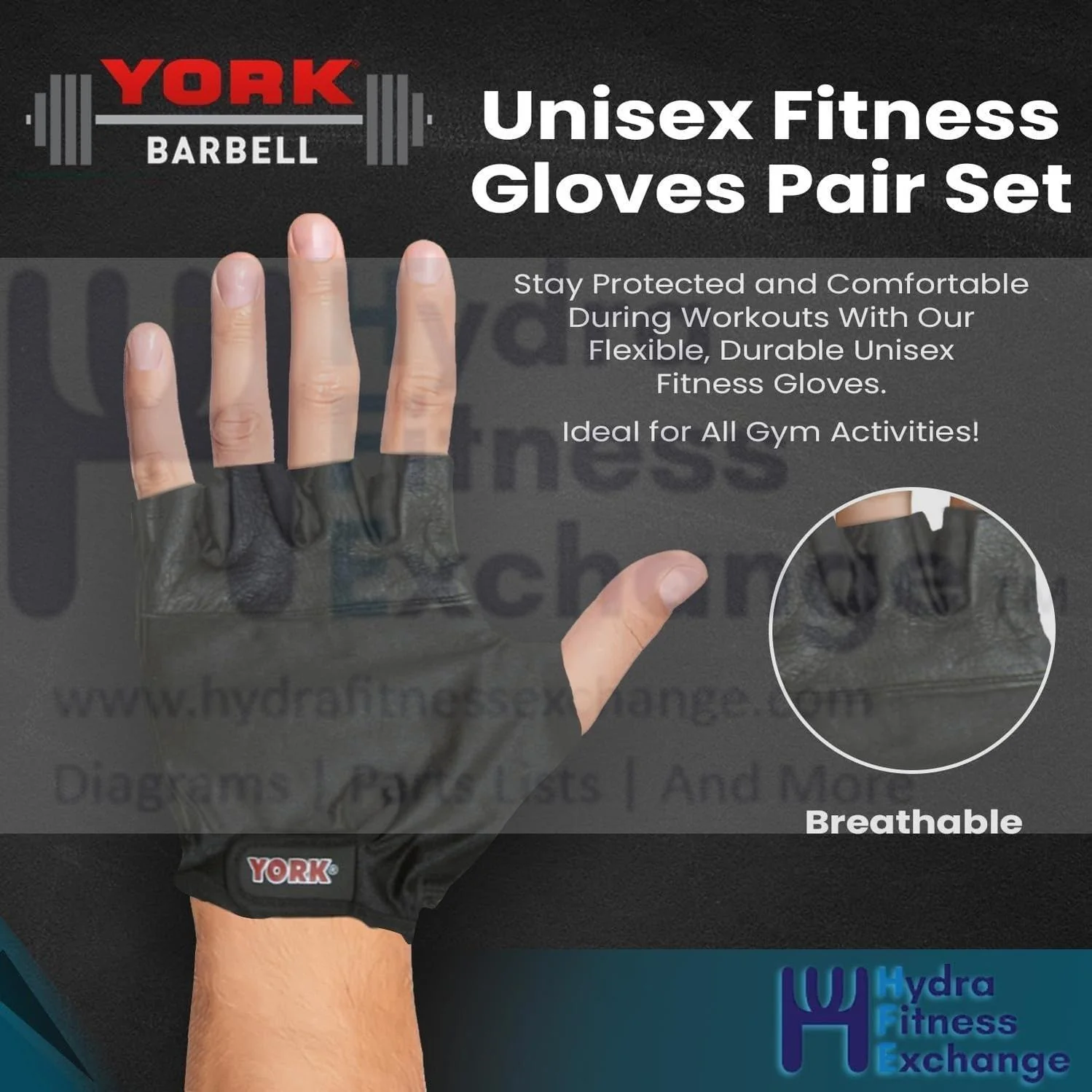 York Barbell Weight Lifting Gloves Goatskin Leather, Anti-Slip Grip Padded Palm - Image 7